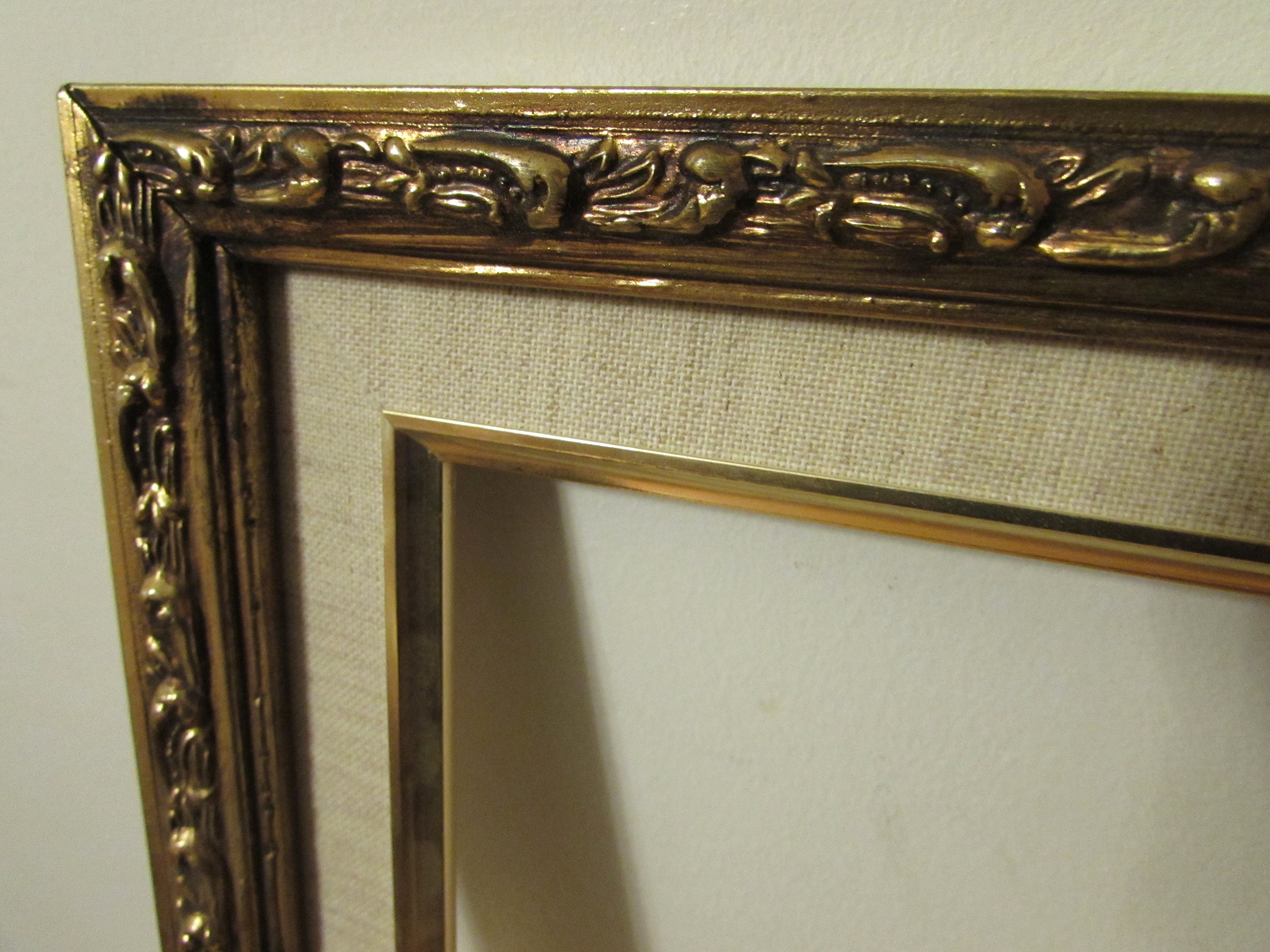 Wooden Ornate Picture Frame Gold Leaf 11x14 with Linen Etsy