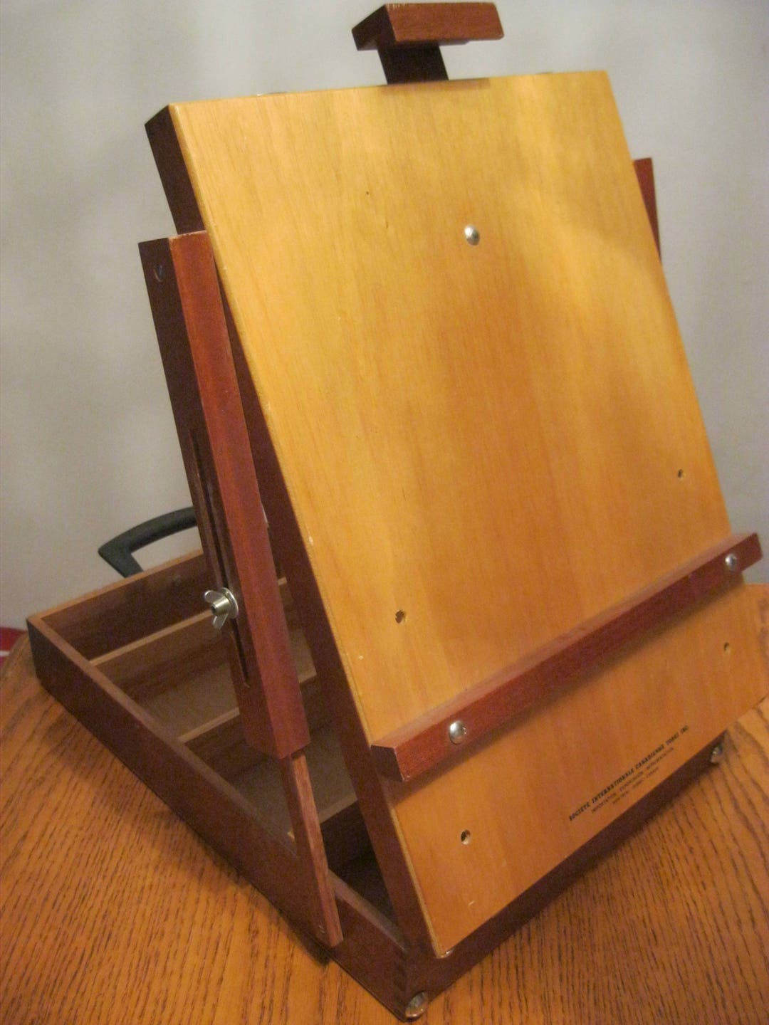 Vintage Artist Table Top Easel Box Mahogany Wood Brand New Please Read