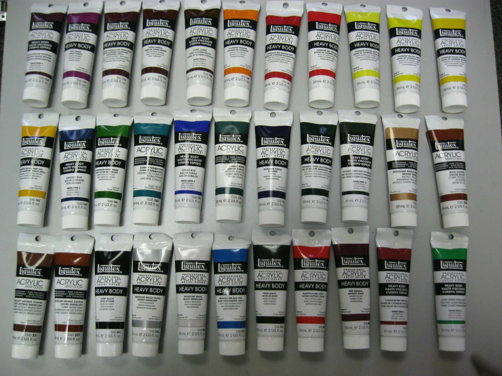 Artists Liquitex Professional Heavy Body Acrylic Paint Colour Chart