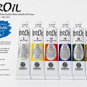6 Ferrario Idroil Water Soluble Oil Paint 60ml -- Made in Italy