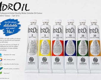 6 Ferrario Idroil Water Soluble Oil Paint 60ml -- Made in Italy