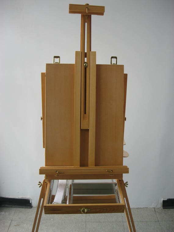 Artist French Easel Box Beechwood With Wheels & Wooden Palette Nice Gift 