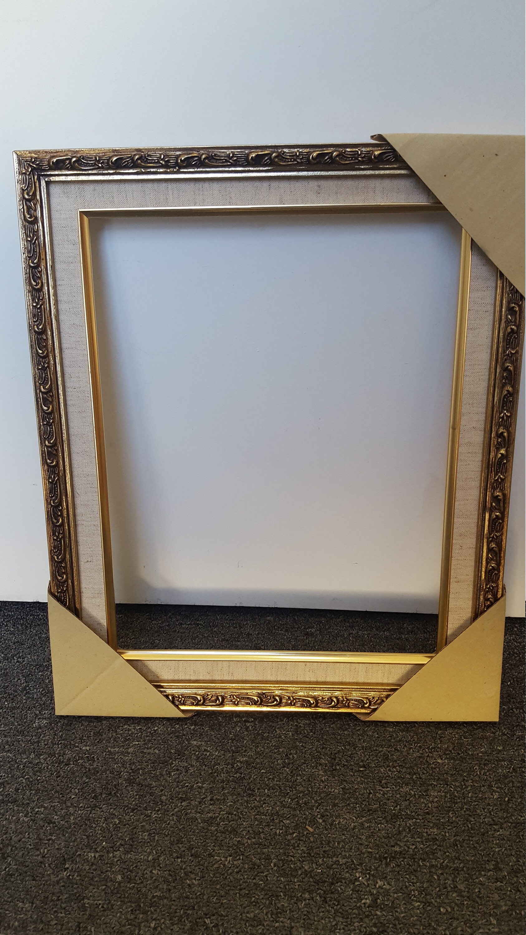 Wooden Ornate Picture Frame Gold Leaf - 11x14 With Linen Liner - Etsy