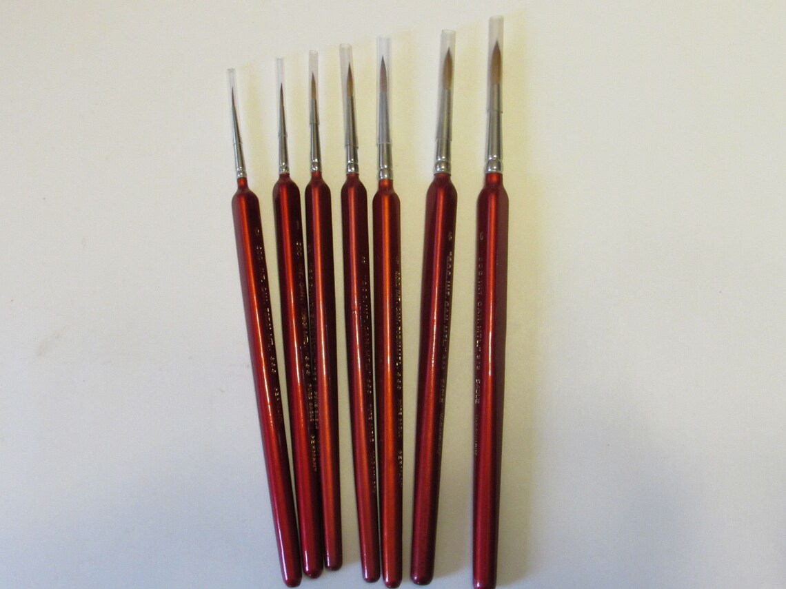 Set of 7 High end Artist Red Sable brushes With Trianglar Etsy