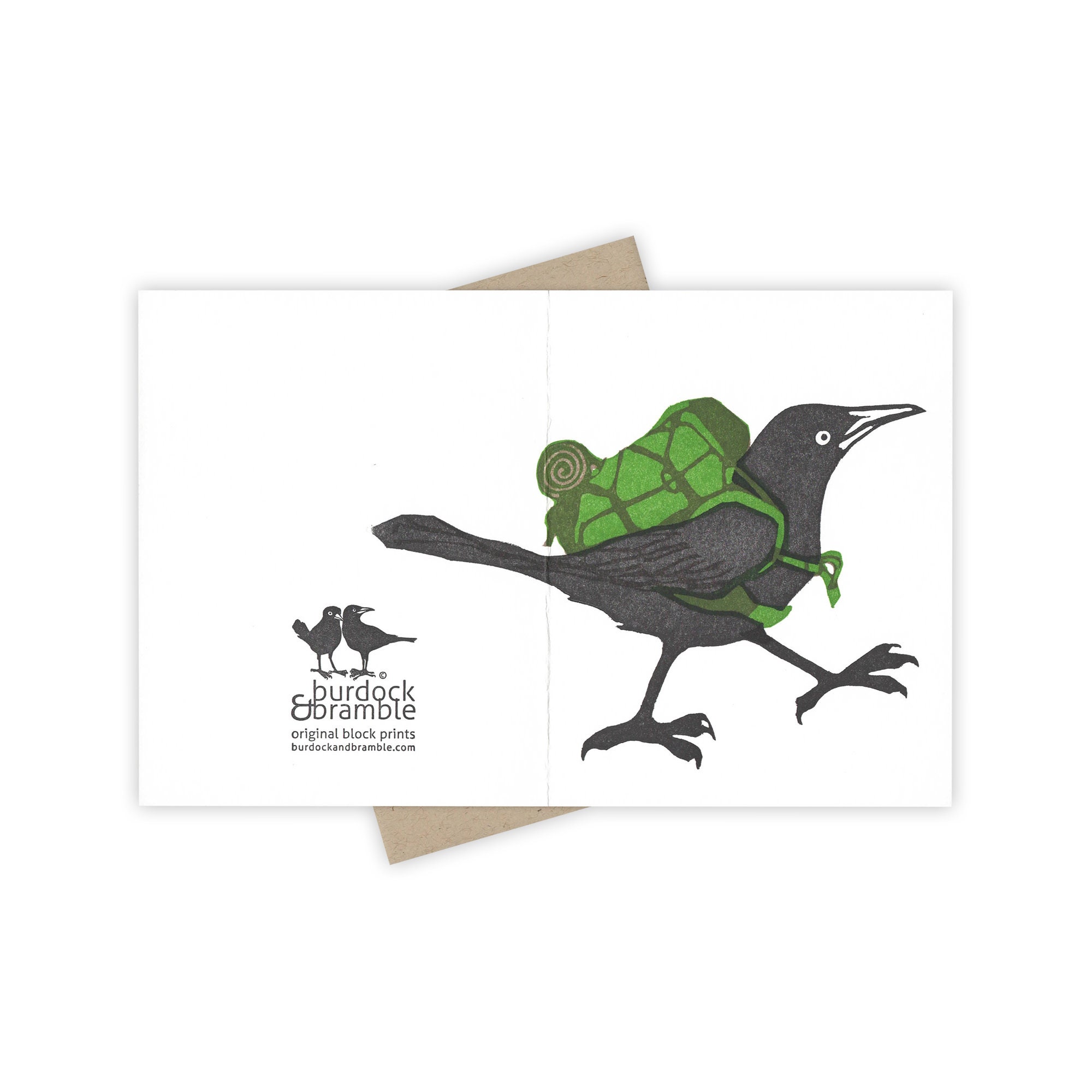 Backpacker Grackle Card – Letterpress Greeting Card With Bird and Green ...
