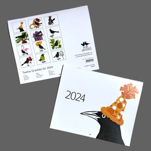 Burdock & Bramble 2024 Calendar—12 month 8x10 wall calendar—Twelve Grackles for 2024