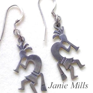 Kolczyki Kokopelli Dangle Sterling Vintage Native