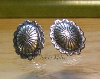 Earrings Sterling Silver Stamped Oval with Post for Pierced Ears