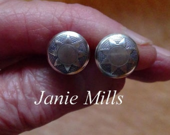 Earrings Sterling Silver Native American Stamped with Star Post for Pierced Ears 1/2 inch