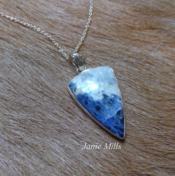Necklace Sterling Silver Sodalite Pendant with Chain