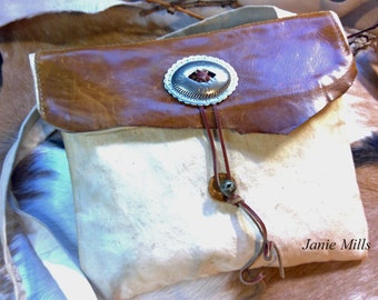 Leather and Canvas Cross Body Bag