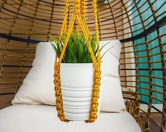 Boho Macrame Plant Hanger: Cotton Cord, No Tassel, Many Colors