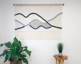 Handmade Natural White Macrame Wall Hanging "Sophia", 5 Feet Wide, Woven Art