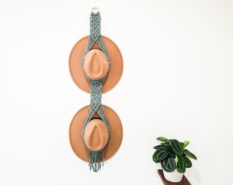Double Macrame Hat Holder, Many Color Options