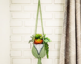 Boho Macrame Plant Hanger: Leaf Design, Indoor Decor