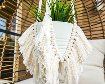 Macrame Fringe Plant Hanger: Boho Home Decor