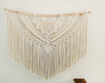 Large Macrame Wall Hanging: Boho Driftwood Decor, 45 inches