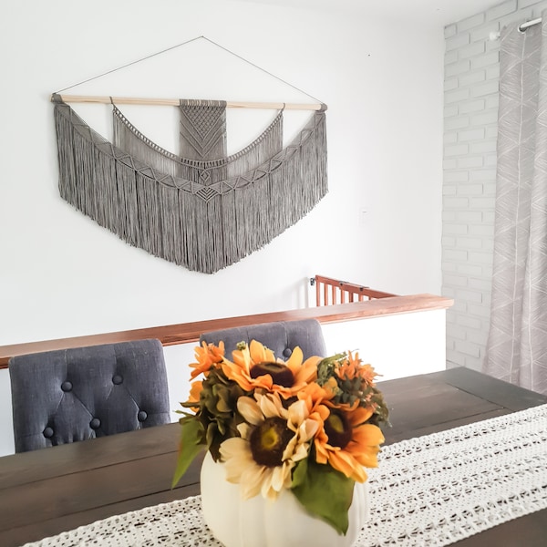 Handmade Gray Macrame Wall Hanging in 5 Size Options