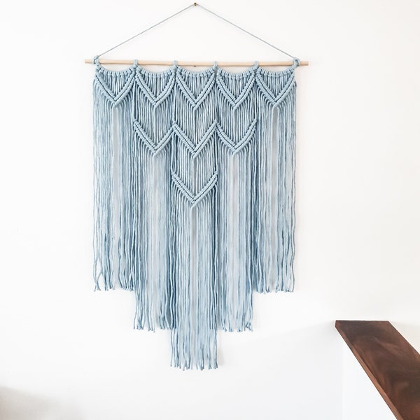 Large Macrame Wall Hanging, Macrame Wall Art, Woven Wall Hanging, Boho Wall Decor, Wall Tapestry, Macrame, Blue Nursey Decor, Minimalist