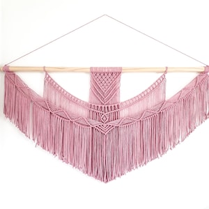 X Large Macrame Wall Hanging, Pink Macrame Wall Art, Woven Wall Hanging, Boho Wall Decor, Wall Tapestry, Macrame, Wedding Backdrop