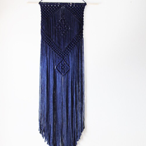 Navy Colored Macrame Wall Hanging // Handmade in United States Etsy