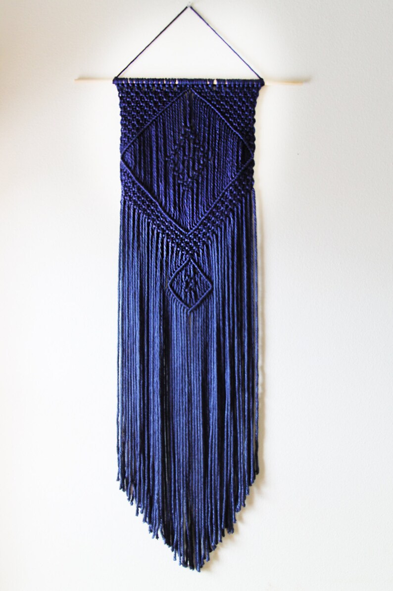 Navy Colored Macrame Wall Hanging // Handmade in United States Etsy