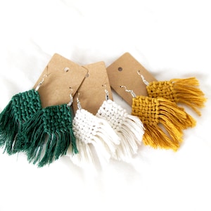 Lattice Style Macrame Earrings,  Macrame Earrings,  Boho Earrings, Multiple Colors Available,Bridesmaid Gift
