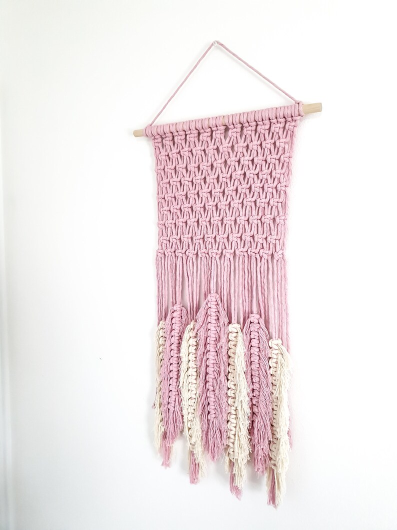 Pink Macrame Wall Hanging Macrame Wall Art Woven Wall Etsy