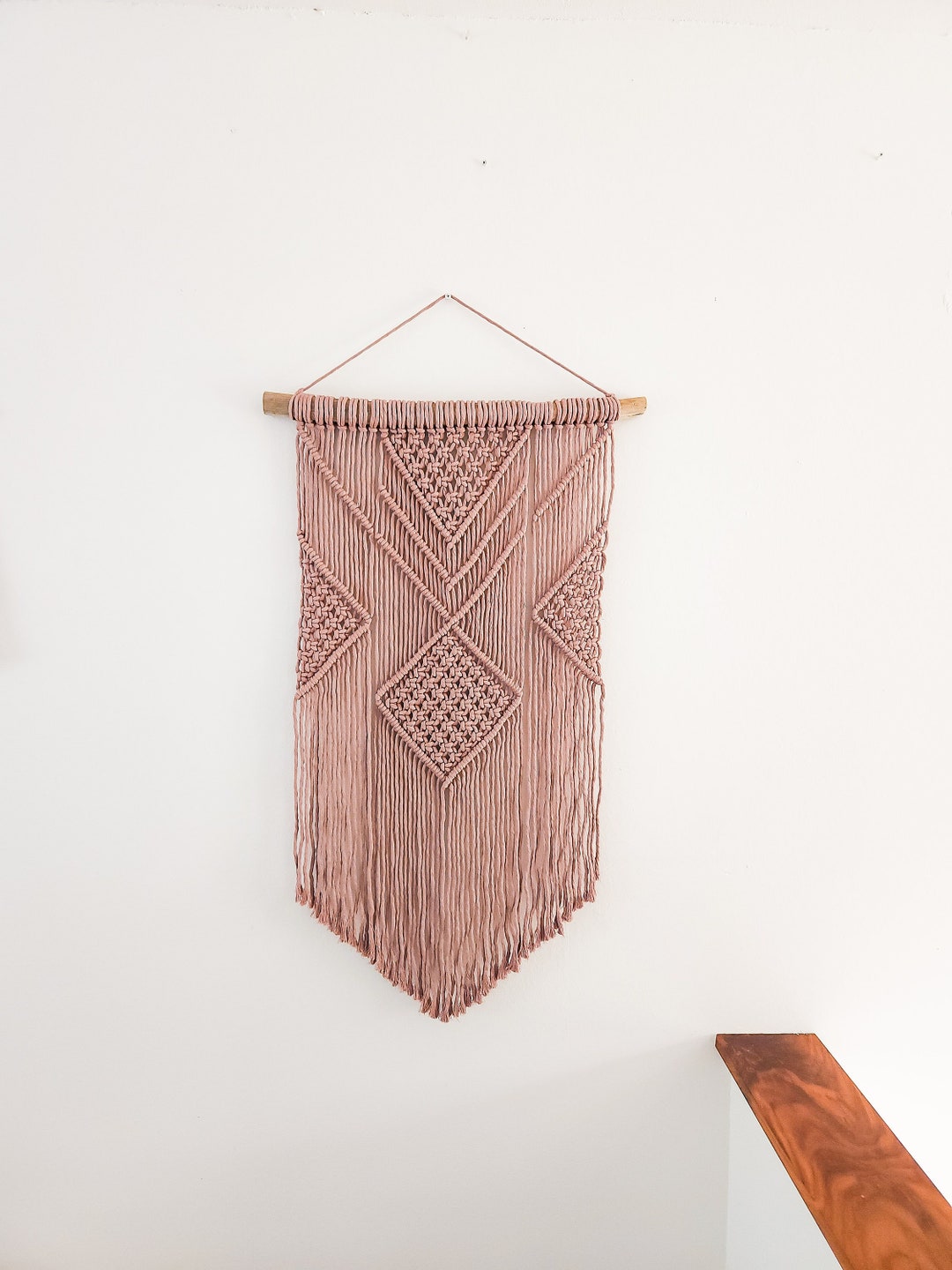 Macrame Wall Hanging - 3 Foot Length, Mauve Cotton Rope, Boho Chic ...