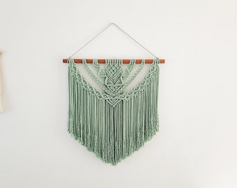 Large Handmade Aloe Green Macrame Wall Hanging