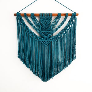 Handgemaakte Teal Macrame muurhanger