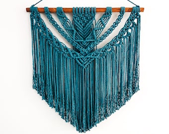 Handmade Teal Macrame Wall Hanging