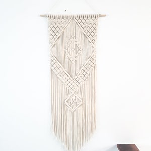 Handmade Beige Macrame Wall Hanging, Bohemian Decor, Narrow and Long, Wall Decor, Woven Wall Hanging image 9