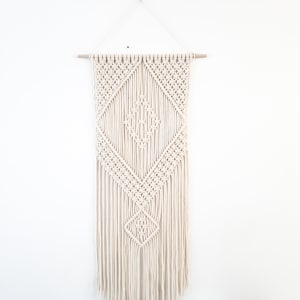 Handmade Beige Macrame Wall Hanging, Bohemian Decor, Narrow and Long, Wall Decor, Woven Wall Hanging image 8