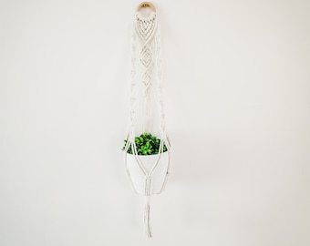 Suporte para plantas em macramê: decoração com borlas boho, cordão de algodão de 76 cm