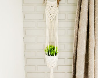 Macrame Plant Hanger on Antler: Boho Tassel Decor