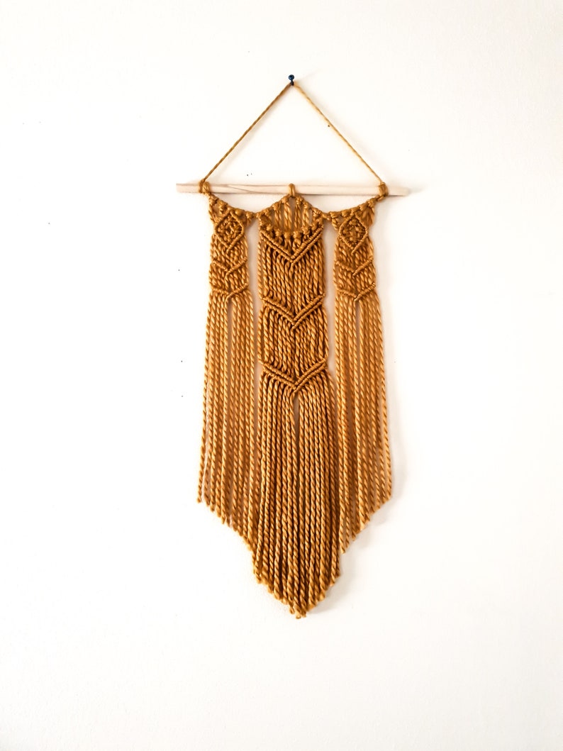Mustard Yellow Handmade Macrame Wall Hanging // Handmade in Etsy