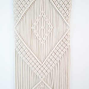 Handmade Beige Macrame Wall Hanging, Bohemian Decor, Narrow and Long, Wall Decor, Woven Wall Hanging image 5