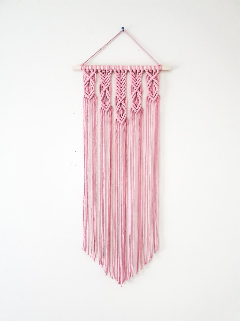 Pink Macrame Wall Hanging Macrame Wall Art Woven Wall Etsy