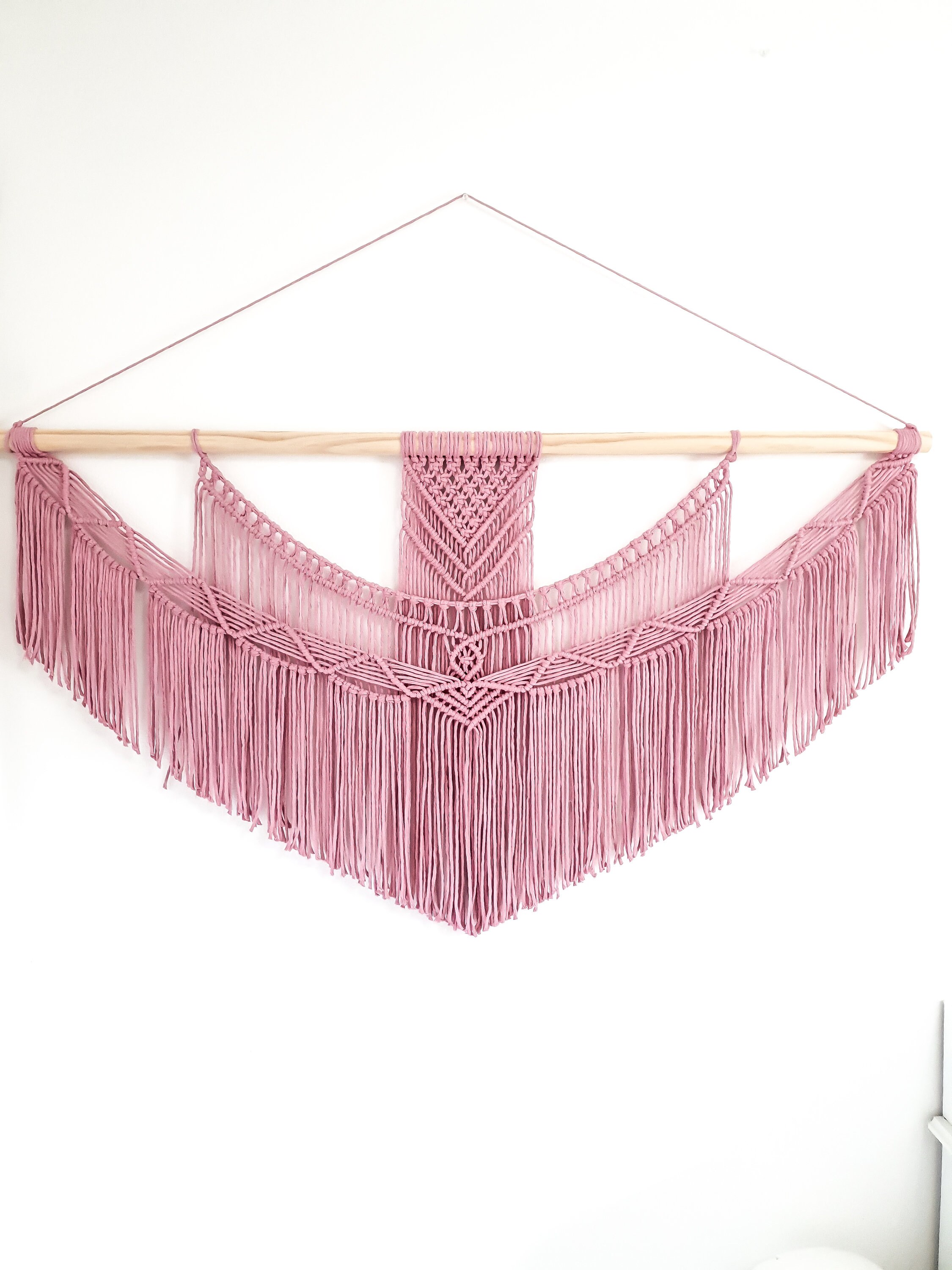 X Large Macrame Wall Hanging Pink Macrame Wall Art Woven Etsy