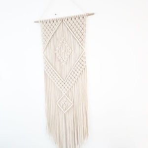 Handmade Beige Macrame Wall Hanging, Bohemian Decor, Narrow and Long, Wall Decor, Woven Wall Hanging image 7