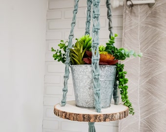Macrame Hanging Plant Shelf: Boho Home Decor with Tassel