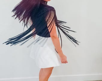 Handmade Macrame Epaulette: Cotton Boho Shoulder Top with Brass Accents