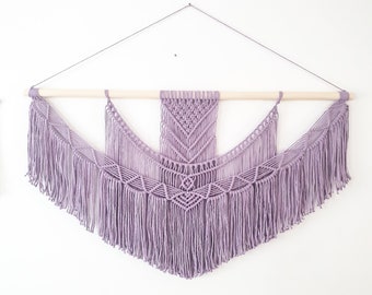 X Large Macrame Wandbehang, 5 Größenoptionen, Makramee Wandkunst, gewebter Wandbehang, Boho Wanddekor, Lavendel lila, Hochzeit Hintergrund