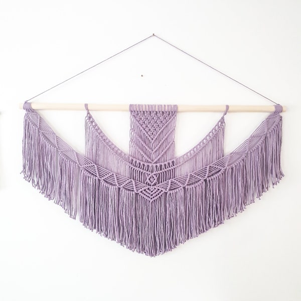 X Large Macrame Wall Hanging, 5 Size Options, Macrame Wall Art, Woven Wall Hanging, Boho Wall Decor, lavender purple, Wedding Backdrop