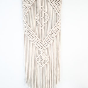 Handmade Beige Macrame Wall Hanging, Bohemian Decor, Narrow and Long, Wall Decor, Woven Wall Hanging image 4