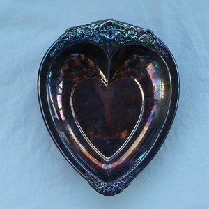 Vintage Silver Plated Heart Trinket Holder/Patina/Valentine Gift