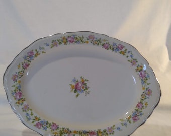 Vintage Edwin M. Knowles China Co. Platter/Serving Dish/Floral Pattern
