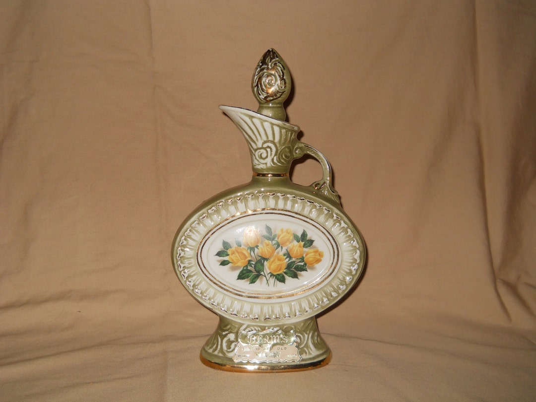 Jim Beam Liquor Decanter/bottle/collectible/yellow Rose Etsy