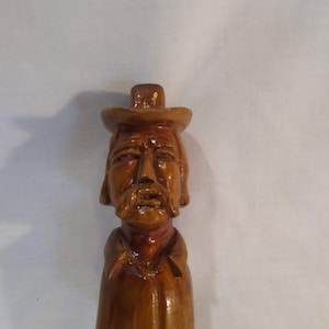 Hand Carved Wooden Cowboy Bust/Head